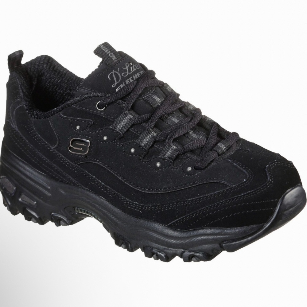 Skechers Women’s D’Lite Play On Black Fashion Sneakers Size 11 Wide Fit